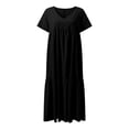 thumbnail image 4 of V Neck Irregular Hem Maxi Dress For Women Spring Summer Color Styles In Various Sizes, 4 of 5