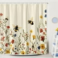 thumbnail image 4 of Boho Floral Bee Shower Curtain Vintage Chic Bee Botanical Floral Farmhouse Cottagecore Aesthetic Shower Curtain Set with Hook Nature Garden Plant Shower Curtain for Bathroom-36"W x 72"L (Pack of 1), 4 of 7