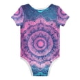 thumbnail image 2 of Purple Blue Mandala Flowers Pure Cotton Bodysuit Short Sleeve Pajamas One-Piece Romper Unisex 9M, 2 of 6