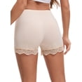 thumbnail image 3 of INSPIRE CHIC Women's Underpants Lace Trim Ice Silk Mid-Waist Slip Shorts Light Breathable Boyshorts XL Beige, 3 of 5