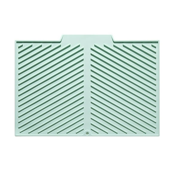 Silicone Dish Drying Mat With Built-in Drain Lip - Hygienic Drying Pad - Sturdy Compact Easy To Clean Tray Protects Surfaces Prevents Water Build Up