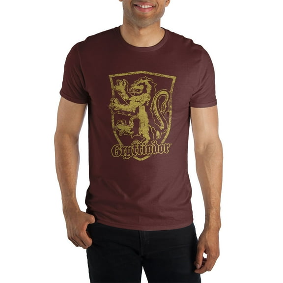 Harry Potter Gryffindor Logo Men's Burgundy Tee T-Shirt Shirt-Medium