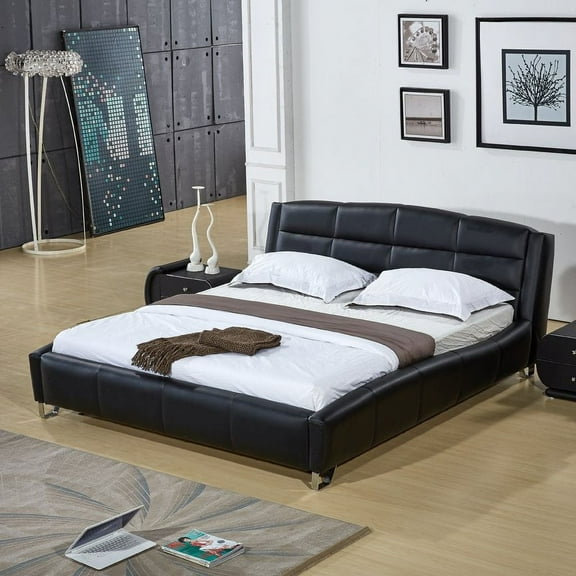 Uspridefurniture Sharron Upholstered Platform Faux Leather Bed
