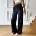 thumbnail image 6 of Wide Leg Pants Woman, Audhol Womens High Waisted Wide Leg Pants Casual Comfy Drawstring Loose Pants with Pockets Sweatpants Women Dark Blue L, 6 of 6