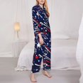thumbnail image 3 of Fotbe Red White Blue Fireworks 1 Conjunto de Pijama de Manga Larga para Mujer con Estampado, Ropa de Dormir de 2 Piezas, Conjunto de Casa Suave y Cómodo con Bolsillos-Large, 3 of 7