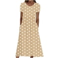 thumbnail image 2 of YHAJDS Women's Short Sleeve Neck Mid Calf Dress Print Round Neck Stretch Casual Dress, 2 of 5