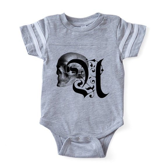 CafePress - Gothic Skull Initial U - Cute Infant Baby Football Bodysuit