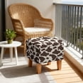 thumbnail image 4 of SCRAWLGOD Brown Beige Cow Print Ottoman Slipcover, Removable Square Slipcover with Elastic Bottom for Footrest Sofa Folding Foot Stool Protection Universal Fit, 4 of 7