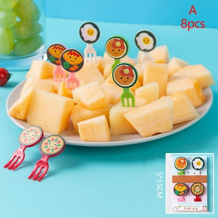 

1SET/PACK Cartoon Fruit Fork Set Sandwich Stick Twisted Party Buffet Desserts Forks Food Cocktail Stick for Home Party