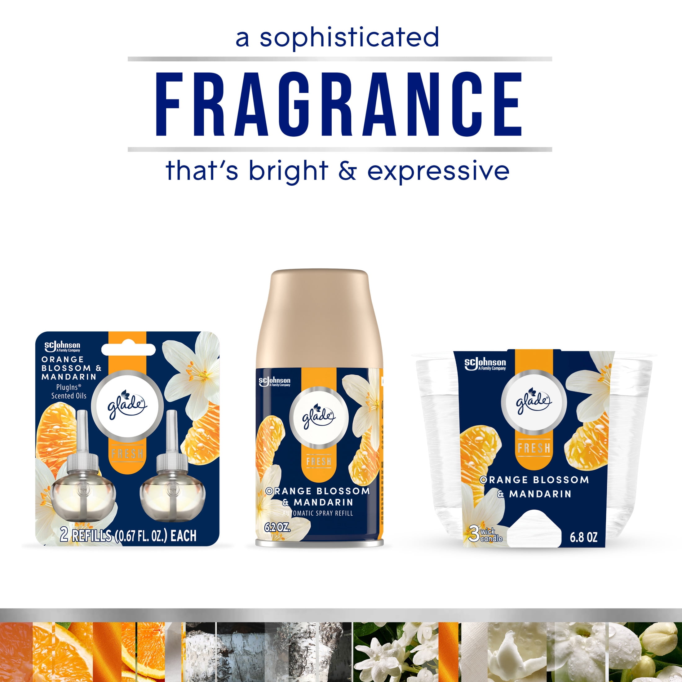 Glade® PlugIns® Scented Oil Air Freshener Refills, Orange Blossom & Mandarin, Fresh Collection, 0.67 fl oz Each, 5 Refills