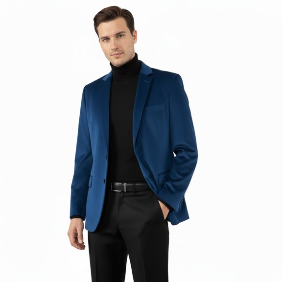 Men's Velvet Sports Coat Grammy Amy Award By BASSIRI , LEONARDI J1042 Royal Blue