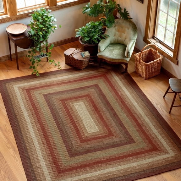 Homespice Gingerbread Jute Brown 4x6' Braided Area Rug for Living Room, Bedroom Rug and Dining Room. Pet Friendly. Decor Styles Farmhouse Rug, Rustic, Vintage, Cottage, Primitive, Country, Boho Rug