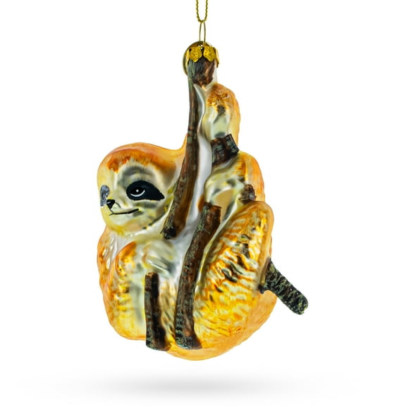 Hanging Sloth Glass Christmas Ornament