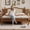 Queen/Walnut, variant on Mirightone Queen Size Platform Bed with Natural Rattan Headboard, Vintage Style Wood Full Bed Frames, Full Bed with Wooden Slat Support for Bedroom, Walnut Queen bed frame