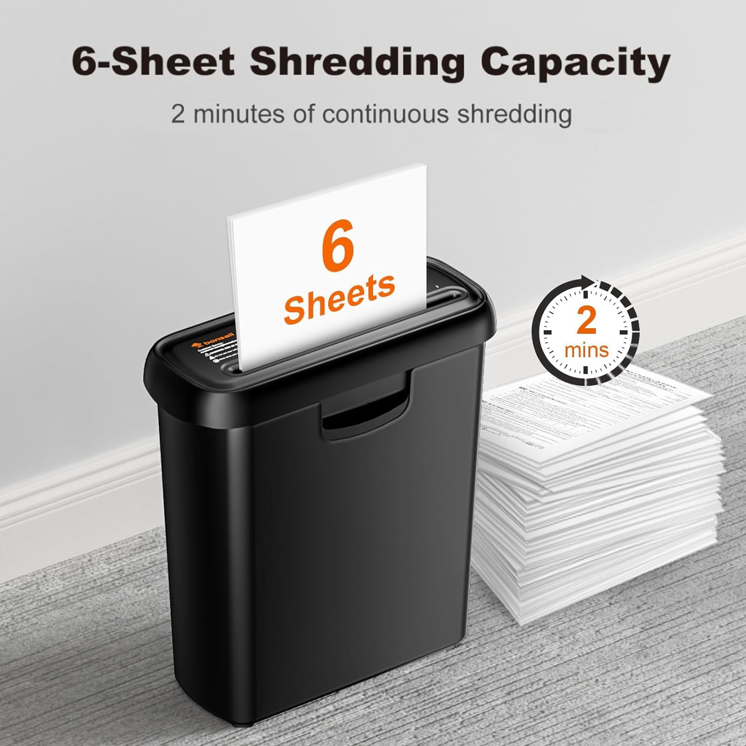Bonsaii 6-Sheet Strip Cut Home Office Personal Desktop Small