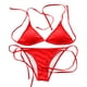 thumbnail image 4 of ¡Rebajas! Conjuntos de bikini Prolriy para mujer, bikini de dos piezas con cordones en color liso, trajes de baño para mujer, rojo, talla M, 4 of 8