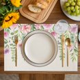 thumbnail image 4 of Colorful Flowers Placemats Set of 6, Spring Floral Leaves Botanical Country Beige Placemats for Dining Table, Place Mats for Kitchen Tabletop, Waterproof Wipeable Dining Table Mats Set, 4 of 9