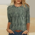 thumbnail image 2 of ZQUUVOU Women's T-Shirt Printed Blouses 3/4 Sleeve Crew Neck Blouse Olive Green (4XL), 2 of 5