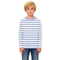 thumbnail image 4 of fatyb Kids Striped Long Sleeve Shirts for Boys Girls Color Block Casual Tops Lightweight Crew Neck Tees, 4 of 7