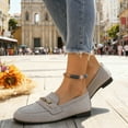 thumbnail image 3 of Pandaie Loafers for Women Comfortable Square Toe Casual Slip on Flats Shoes Lightweight Office Business Work Walking Shoes Grey 7, 3 of 9