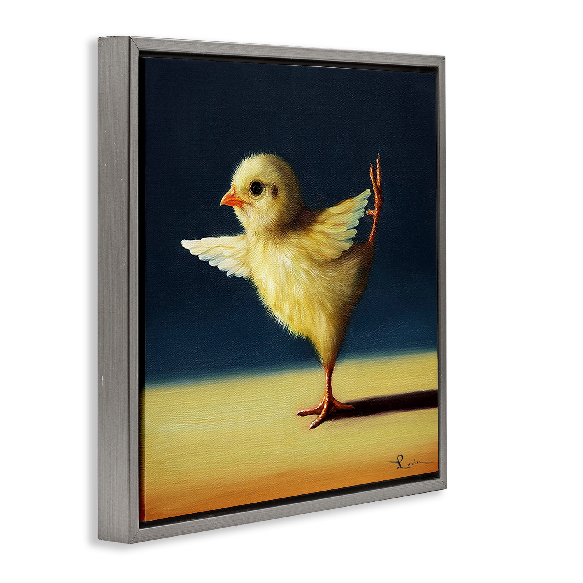 Stupell Industries Yoga Chicks Funny Animal Painting Animals & Insects Painting Gray Floater Framed Canvas Art Print Wall Art, 25 x 25