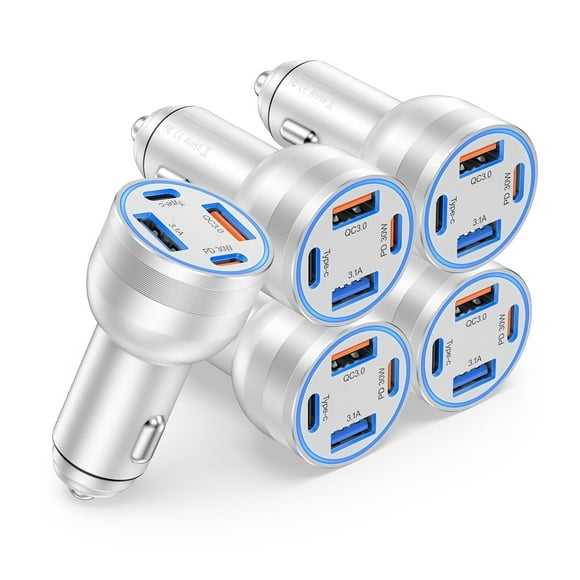 Cargador de teléfono de coche Avatcen, 65 W, USB C, PD30 W, QC3.0, 4 puertos, paquete de 5