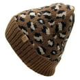 thumbnail image 2 of Empire Cove Winter Knit Ribbed Leopard Cuff Beanie - Brown, 2 of 4