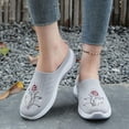 thumbnail image 2 of Floleo Women's Backless Slip On Floral Embroidery Knit Mule Sneakers, Breathable Mesh Wedge Sole Casual Daily Walking Footwear(Gray,6.5), 2 of 7