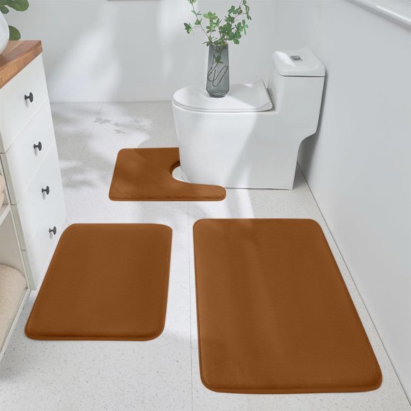 Matoen Gray Bathroom Rug Set 3 Pieces Ultra Soft, Non Slip Plush Toilet Mat, Absorbent Plush Shaggy Bath Mats for Bathroom, Bedroom, Kitchen