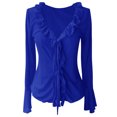 thumbnail image 4 of Fgnfyis Womenâs Fashion Cardigan Stylish Plunging V Neck Ruffled Trim Long Sleeve Fitted Flare Sleeve Top Womens Cardigan BU1 XL, 4 of 4