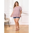 thumbnail image 2 of DARING DIVA Women's Plus Babydoll Tops Crew Neck Blouses 2X Pink, 2 of 6