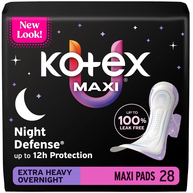 Toallas femeninas Kotex Overnight con alas extra absorbencia 28 unidades