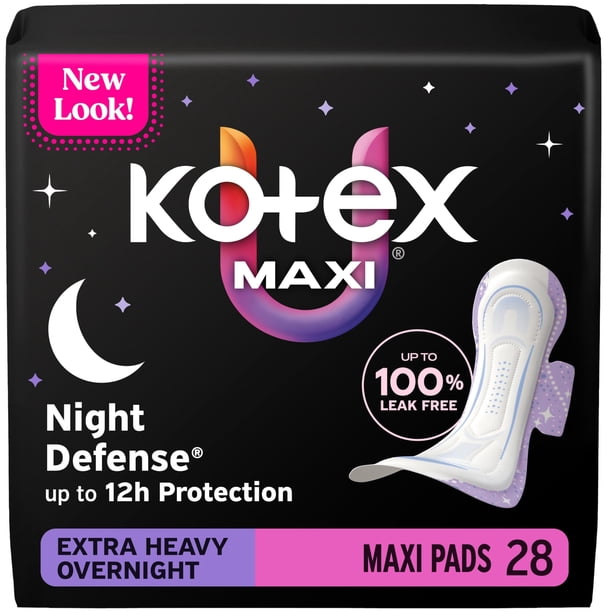 Toallas femeninas Kotex Overnight con alas extra absorbencia 28 unidades