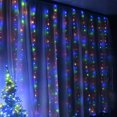 thumbnail image 3 of Cadena de luces para cortina de ventana, 3 m x 3 m, 300 luces LED de hadas con estrellas, alimentación por USB, control remoto y temporizador, cadena de luces en cascada para decoración de fiestas, do, 3 of 5