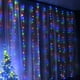 thumbnail image 3 of Cadena de luces para cortina de ventana, 3 m x 3 m, 300 luces LED de hadas con estrellas, alimentación por USB, control remoto y temporizador, cadena de luces en cascada para decoración de fiestas, do, 3 of 5