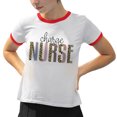 thumbnail image 2 of Charge Nurse Leopard Print Ringer Tee Shirt Unisex X-Large White/Red, 2 of 5
