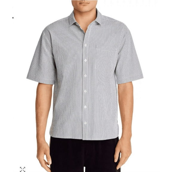 ATM Anthony Thomas Melillo Striped Regular Fit Short Sleeve Button-Down Shirt-M