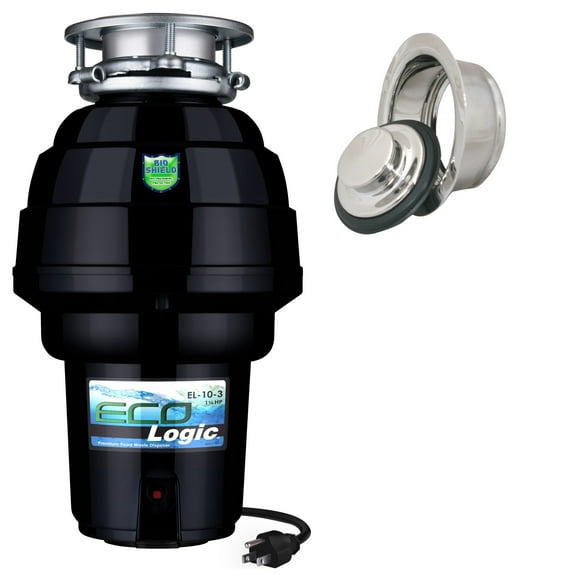 Eco Logic 1 1/4 HP Garbage Disposal with Polished Chrome Sink Flange 10-US-EL-10-DS-3B-PC