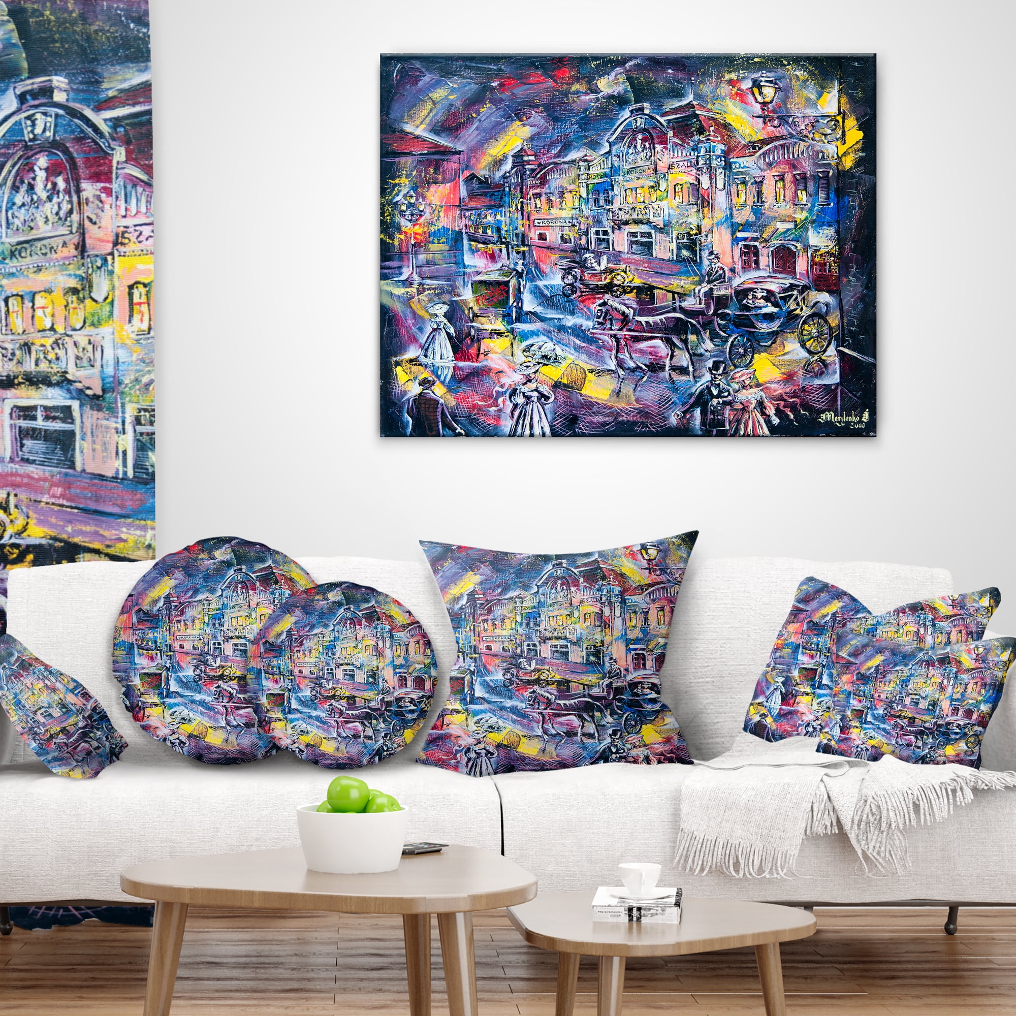 Designart Surreal City in Graphics - Abstract Throw Pillow - 18x18
