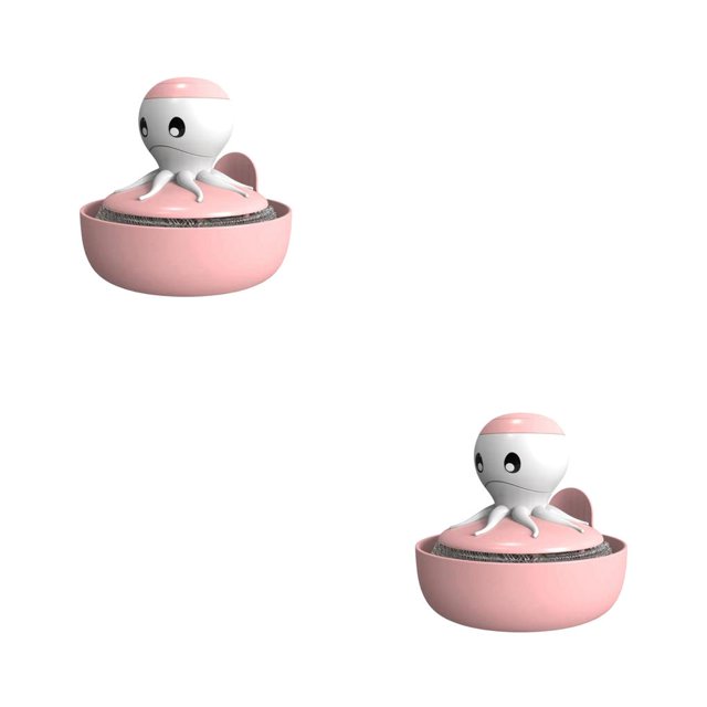 Injueey Cepillo de limpieza de jabón automático con Base para cocina, sartén antióxido, líquido para añadir alambre, esponja, fregador, Type1 NO1