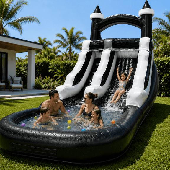 Commercial Water Slide and Splash Pool with Blower for Kids 14FT