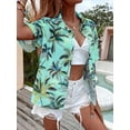 thumbnail image 5 of SweatyRocks Women's Short Sleeve Cute Print Button Down Shirt Tops, 5 of 13