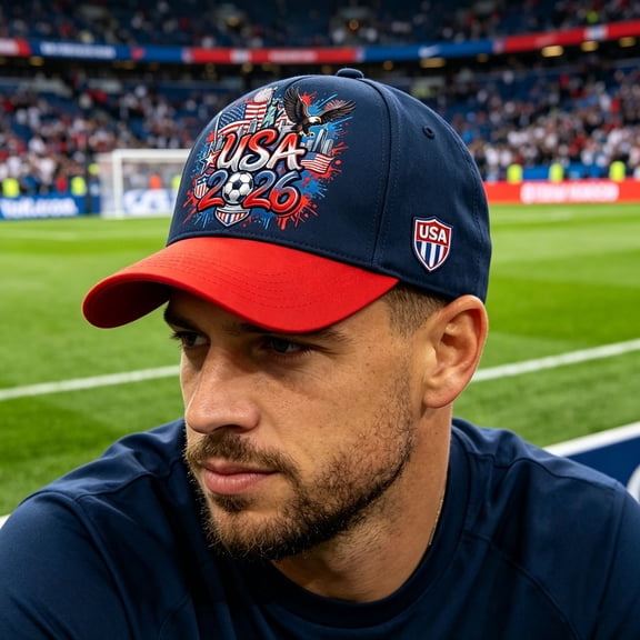 USA 2026 Soccer Hat, Usupdd Patriotic Baseball Cap for Game Day, Adjustable Sports Fan Accessory with Flag Design