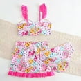 thumbnail image 7 of TOWED22 Girls Bathing Suits 3 Piece Swimsuit Bikini Set Quick Dry Cover Up Skirt Floral Print Swimwear 5-12 Years Hot Pink,3-4 Y, 7 of 7