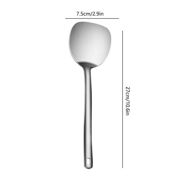 Rkxzt Stainless Steel Spatula Stainless Steel Wok Spatula with Extra Long Handle 27cm Cooking Utensil for Iron Carbon Steel Wok Kitchen Dining