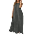 thumbnail image 3 of Taqqpue Women Summer Casual Sleeveless Maxi Dress 2026 Crewneck Loose Beach Travel Vacation Long Sundress Solid Color Plus Size Halter Dress for Women, 3 of 8
