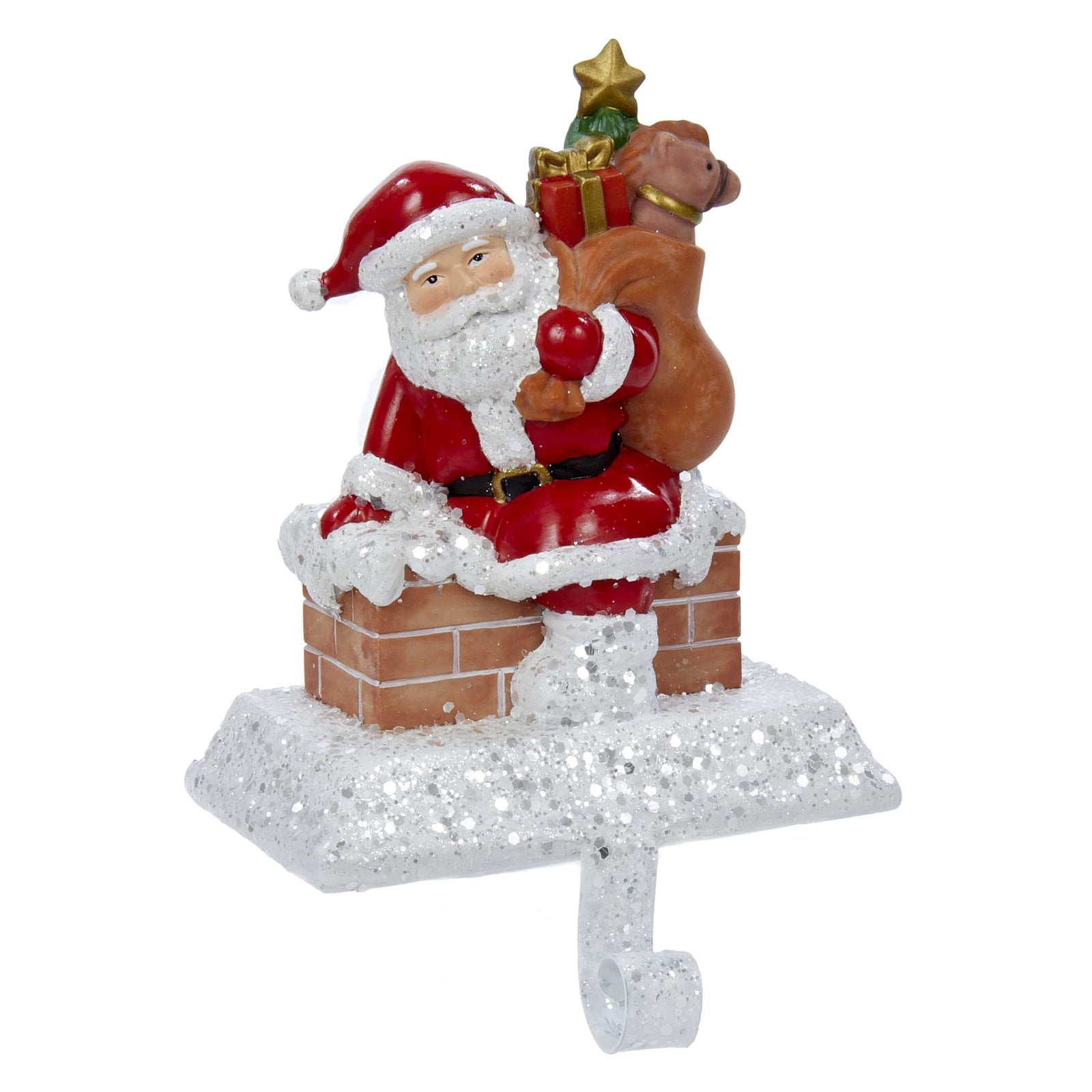 Kurt Adler Resin Santa with Gift Box Stocking Holder