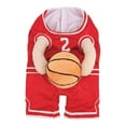 thumbnail image 1 of Disfraz de baloncesto para perro con pelota para disfrazarse como regalo para mascotas, festival, fiesta temática rojo, 1 of 8