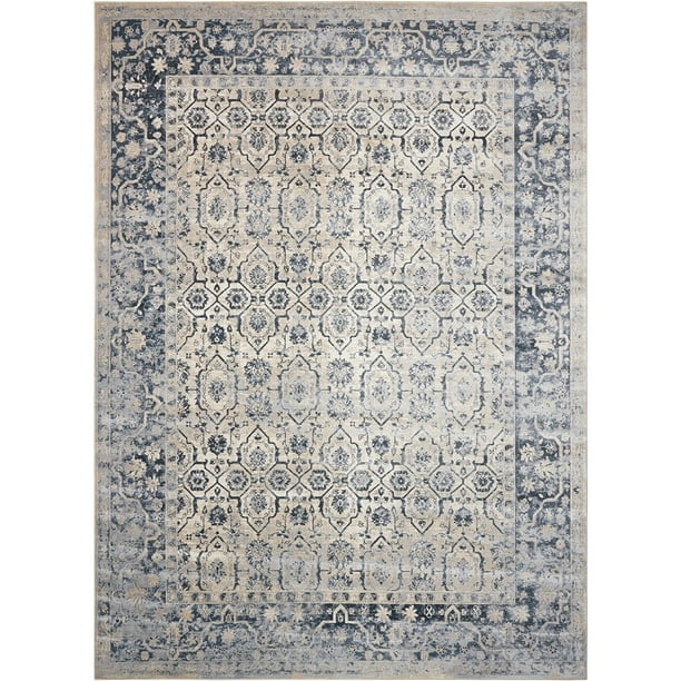 Kathy Ireland Malta Ivory Blue Area Rug by Nourison