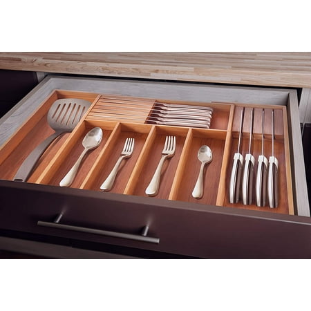 Bambusi Kitchen Storage Organizer 13 21 Inches Wide 2 Deep 7 Compartments For Flatware Knife Sets Utensils Cutlery Cabinet Canada Bambusi Kitchen Storage Organizer 13, Under Cabinet Knife Storage Canada
